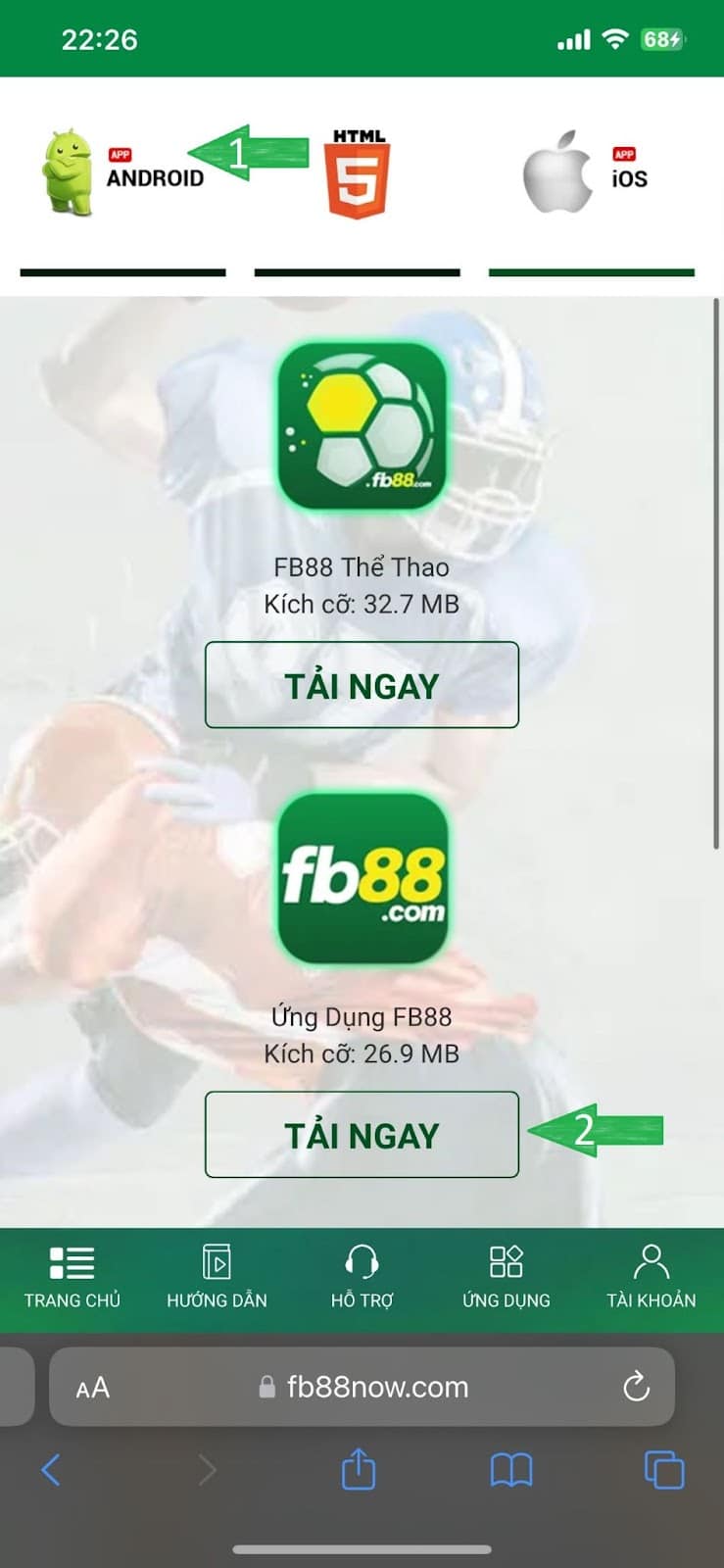 Hướng dẫn tải App FB88